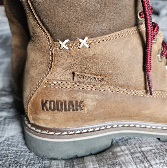 Kodiak BRALORNE leather boots plaid tan sz 7 waterproof winter cabincore hiking - Picture 13 of 14